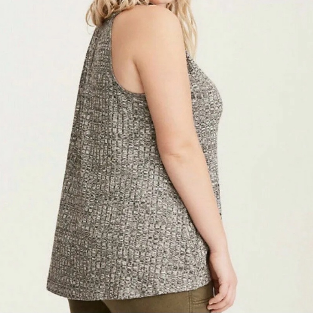 Stretchy Gray Ribbed Tank Top Blouse